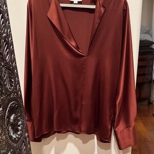 Vince Women's Blouse Silk Tunic in Rich chocolate